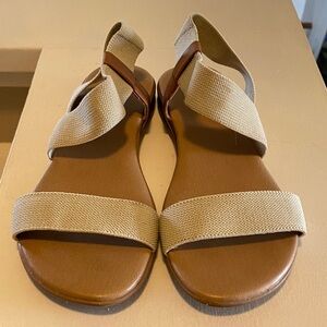 Kensie Tan Footbed Canvas Strap Sandals